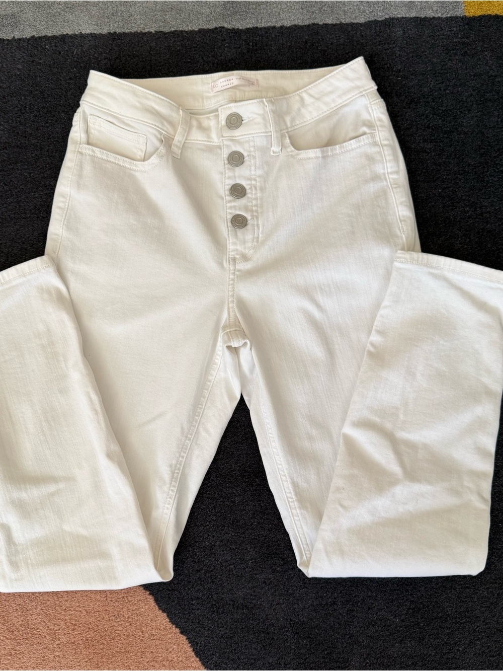 LC Lauren Conrad High-Rise White Button-Fly Jeans